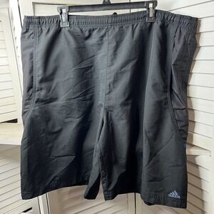 Adidas Black Mesh Panel Shorts‎ Size 2XL Vintage 2002 Blue Stripe Logo *Flaw